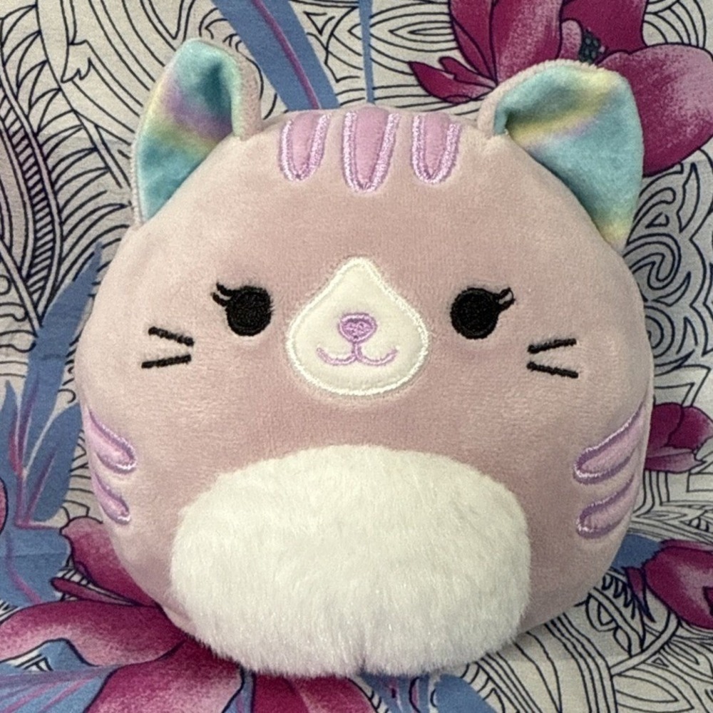 Squishmallows Flippa Tabby Cat 5" Plush Pink Rainbow Ears Stuffed Animal Toy
